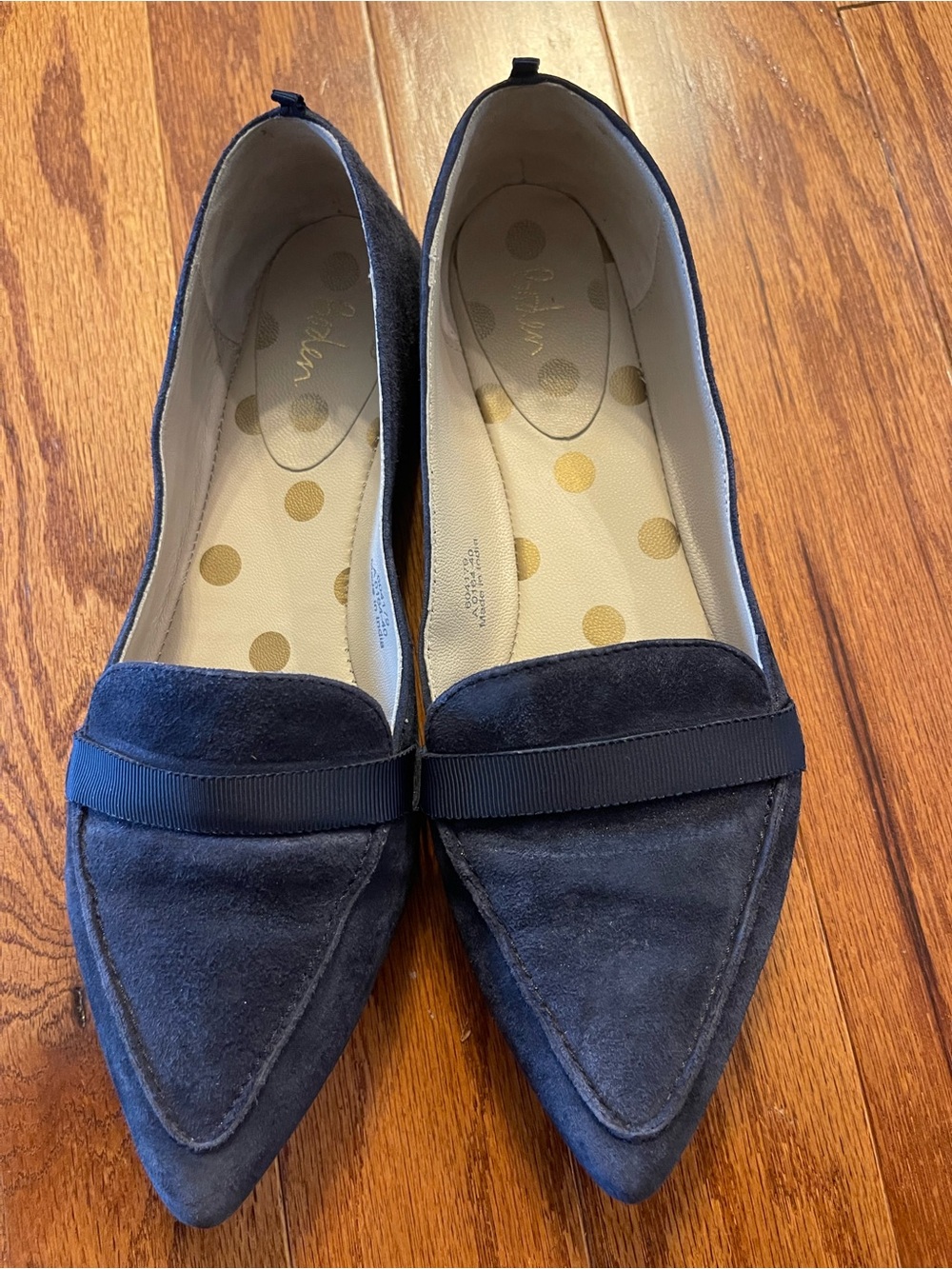 Biden Abbie Navy Blue Suede Pointed Toe Loafers Size 40